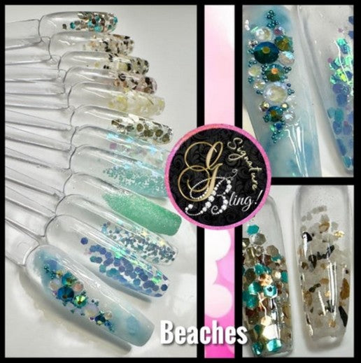 Coffret de paillettes thématique « Beaches » GBling, Nail Art, Décoration ongles