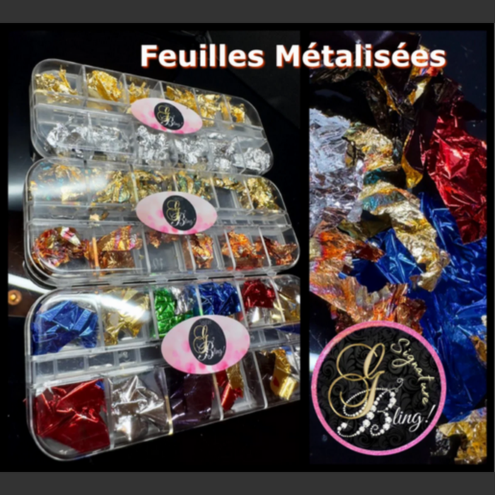 Coffret Feuille métallisée A, GBling, Nail Art, Décoration d'ongles