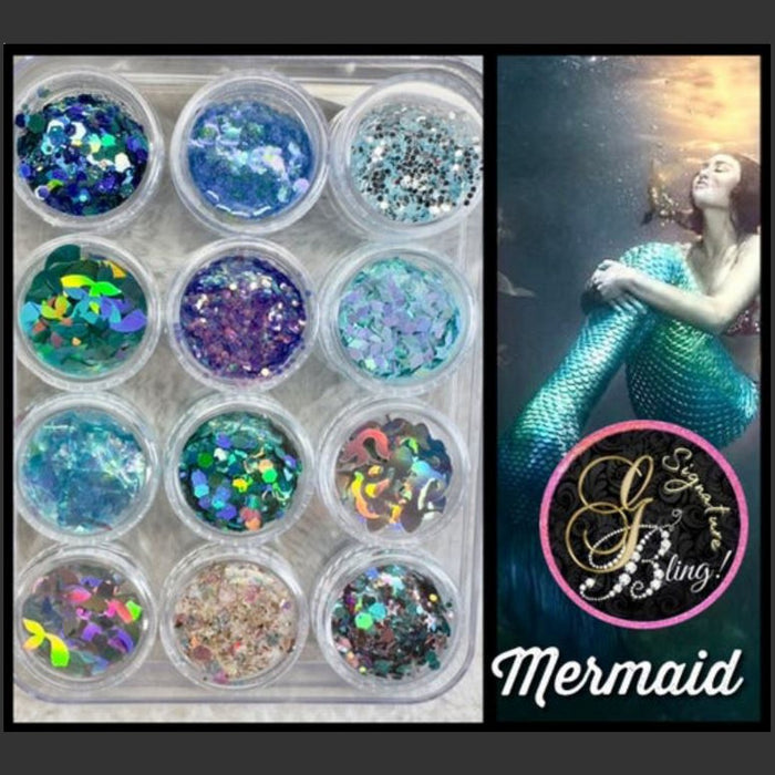 Coffret de paillettes thématique “Mermaid”, GBling, Nail Art, Décoration ongles
