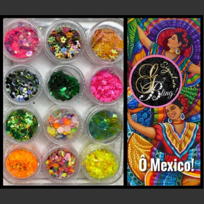 Coffret de paillettes thématique « Ô Mexico », GBling, Nail Art, Décoration ongles