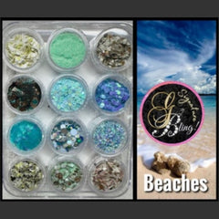 Coffret de paillettes thématique « Beaches » GBling, Nail Art, Décoration ongles