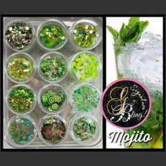 Coffret de paillettes thématique “Mojito”, GBling, Nail Art, Décoration ongles