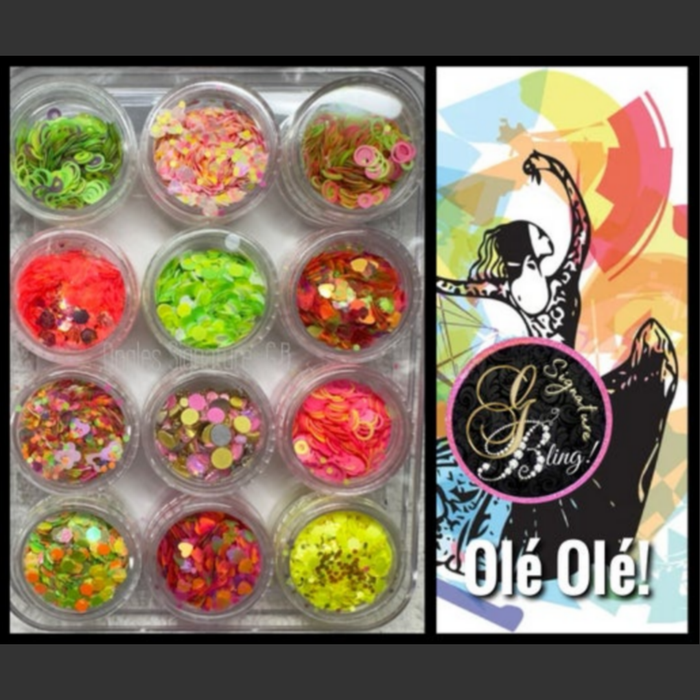 Coffret de paillettes thématique « Olé Olé ! », GBling, Nail Art, Décoration Onlges