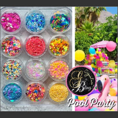 Coffret de paillettes thématique “Pool Party”, GBling, Nail Art, Décoration ongles