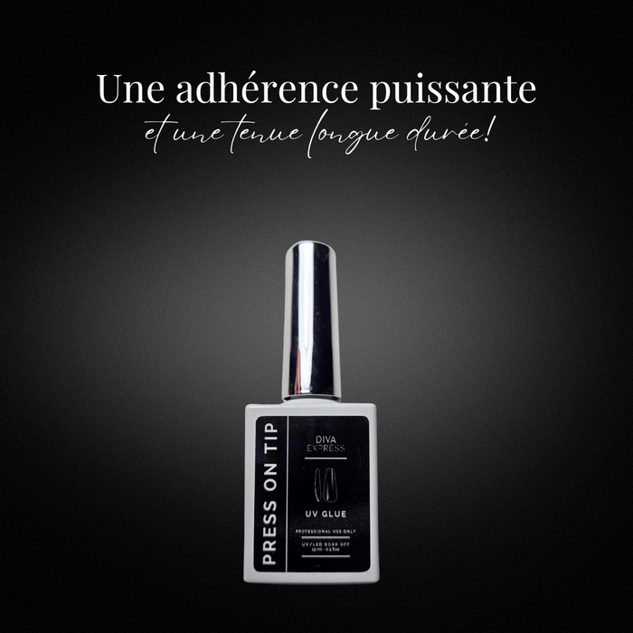 Colle gel UV, UV glue, rubber base, press on tip glue, colle pose américaine