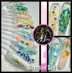 Coffret de paillettes thématique « Direction Sud » GBling, Nail Art, Décoration ongles