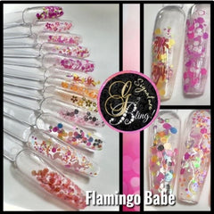 Coffret de paillettes thématique « Flamingo Babe » GBling, Nail Art, Décoration ongles