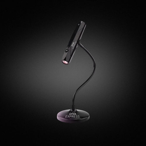 Lampe Flash UV DIVA EXPRESS pour durcissement rapide du gel et des capsules, Lampe LED UV avec col flexible pour application précise de faux ongles et nail art, Lampe manucure compacte pour polymérisation flash des ongles professionnels. Idéal pour la pose américaine ou le popits. 