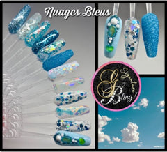 Coffret de paillettes thématique “Nuages Bleus", GBling, Nail Art, Décoration ongles
