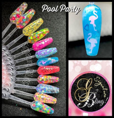Coffret de paillettes thématique “Pool Party”, GBling, Nail Art, Décoration ongles